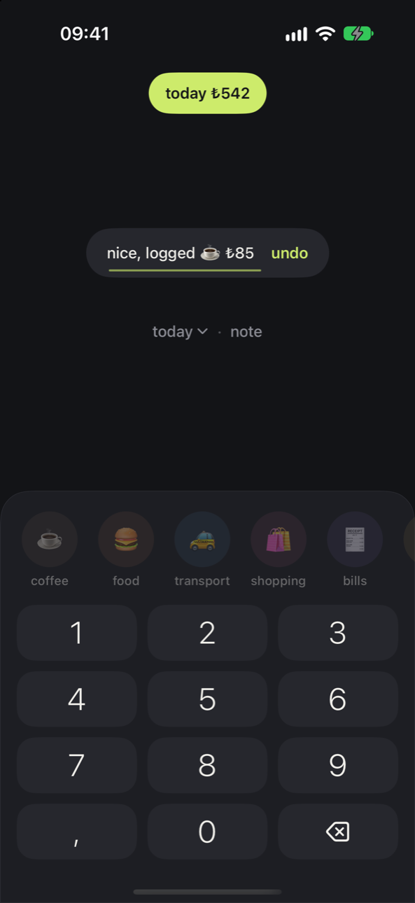 Spendly expense saved with undo